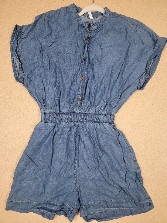 Dresses & Skirts - KanCan Women's Blue Denim Button-Front Romper - Size L